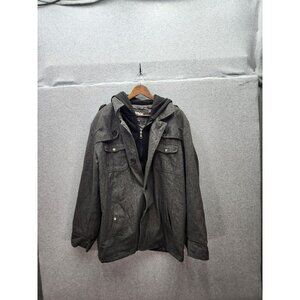 Carbon Mens X-Large Hooded Jacket Poly/Wool Blend Charcoal Gray